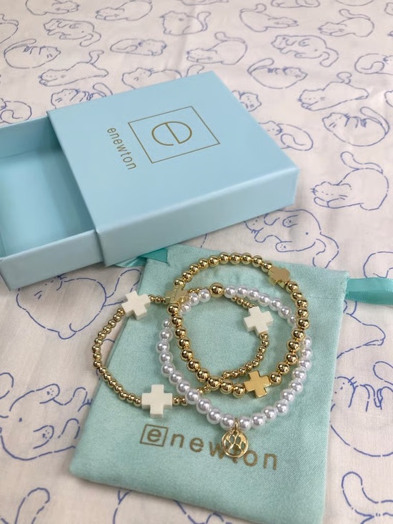 enewton Jewelry - Enewton Gold and White Cross Bead Bracelet Set